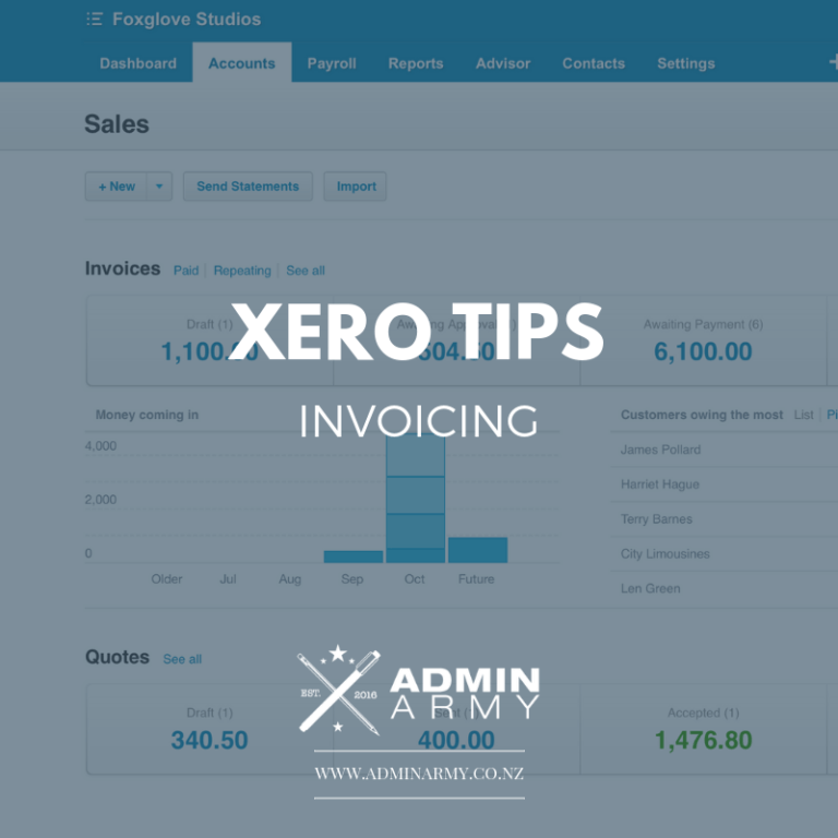 admin-army-bookkeeping-virtual-assistant-nz-xero-tips-invoicing