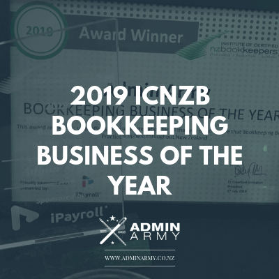 Admin Army Wins 2019 ICNZB Bookkeeping Business Of The Year Award